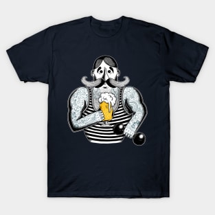 Tattooed Circus Strongman Beer Lover T-Shirt